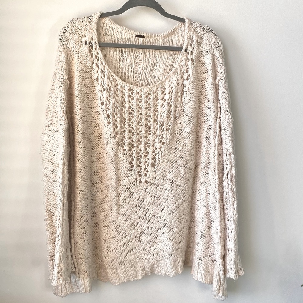 Free People Oversized Crochet Knit Sweater